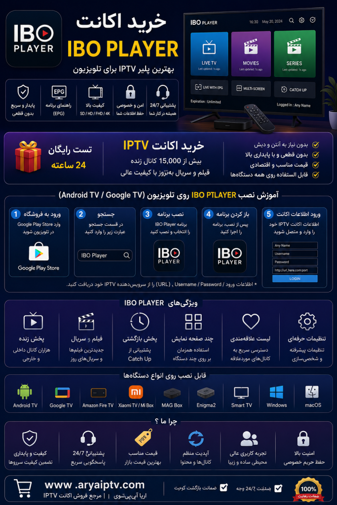 خرید اکانت IBO Player و آموزش راه‌اندازی IPTV روی Smart TV
