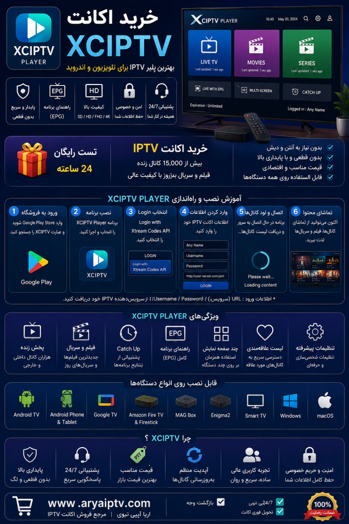خرید اکانت XCIPTV و آموزش راه‌اندازی IPTV روی Android TV